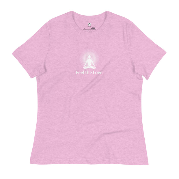 "Feel the Love" Positive Thought Brand Women's Relaxed T-Shirt (White Graphic)
