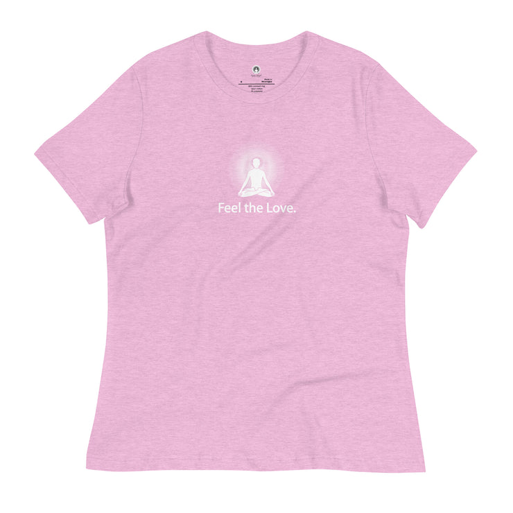 "Feel the Love" Positive Thought Brand Women's Relaxed T-Shirt (White Graphic)