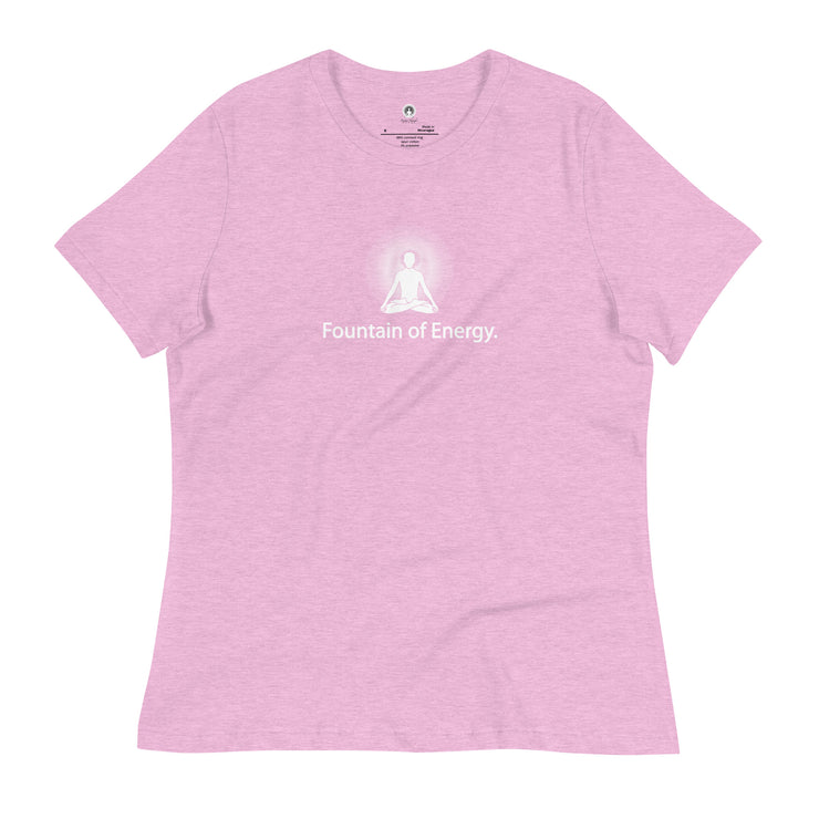 "Fountain of Energy" Positive Thought Brand Women's Relaxed T-Shirt (White Font)