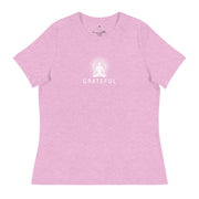 "GRATEFUL" Positive Thought Brand Women's Relaxed T-Shirt (White Graphic)