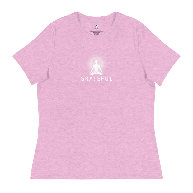 "GRATEFUL" Positive Thought Brand Women's Relaxed T-Shirt (White Graphic)