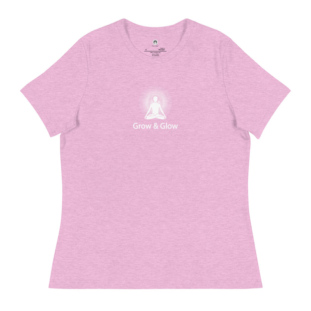 "Grow & Glow" Positive Thought Brand Women's Relaxed T-Shirt (White Graphic)