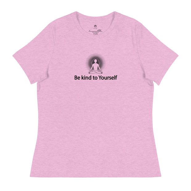"Be kind to Yourself" Positive Thought Brand Women's Relaxed T-Shirt (Black Graphic)