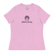 "Belief is the Key" Positive Thought Brand Women's Relaxed T-Shirt (Black Graphic)