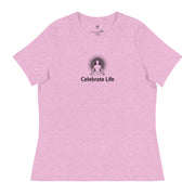 "Celebrate Life" Positive Thought Brand Women's Relaxed T-Shirt (Black Graphic)