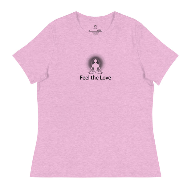 "Feel the Love" Positive Thought Brand Women's Relaxed T-Shirt (Black Graphic)