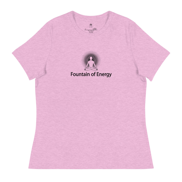 "Fountain of Energy" Positive Thought Brand Women's Relaxed T-Shirt (Black Graphic)