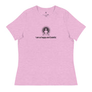 "I am so happy & Grateful" Positive Thought Brand Women's Relaxed T-Shirt (Black Graphic)