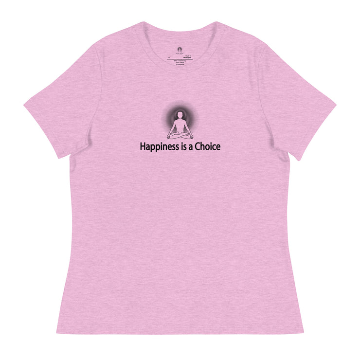 "Happiness is a Choice" Positive Thought Brand Women's Relaxed T-Shirt (Black Graphic)