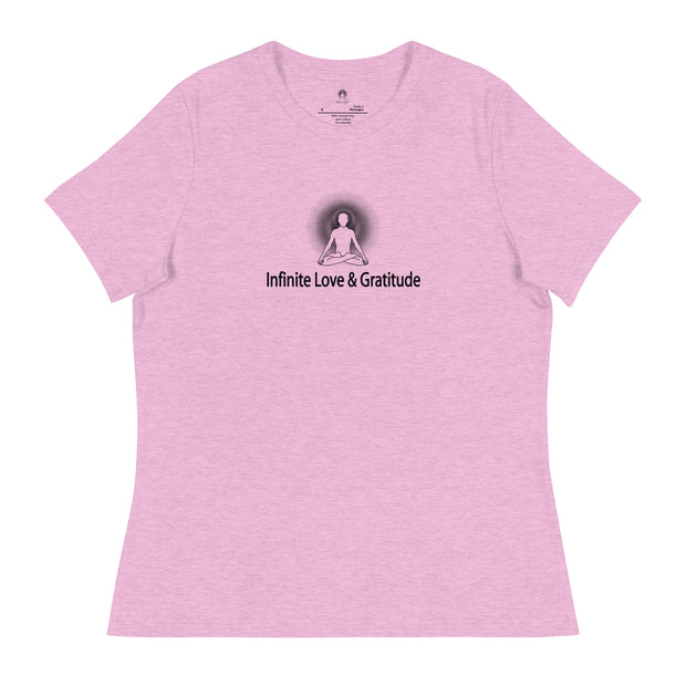 "Infinite Love & Gratitude" Positive Thought Brand Women's Relaxed T-Shirt (Black Graphic)