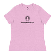 "Intention Rules the Earth" Positive Thought Brand Women's Relaxed T-Shirt (Black Graphic)