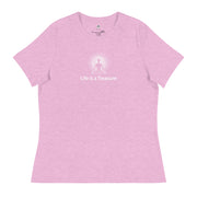 "Life is a Treasure" Positive Thought Brand Women's Relaxed T-Shirt (White Graphic)