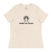"Awaken Your Essence" Positive Thought Brand Women's Relaxed T-Shirt (Black Lettering)