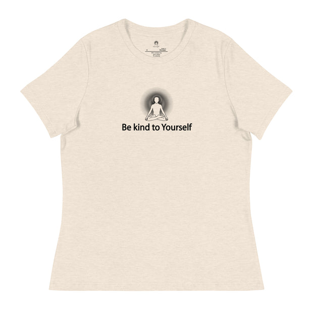 "Be kind to Yourself" Positive Thought Brand Women's Relaxed T-Shirt (Black Graphic)