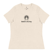 "Belief is the Key" Positive Thought Brand Women's Relaxed T-Shirt (Black Graphic)