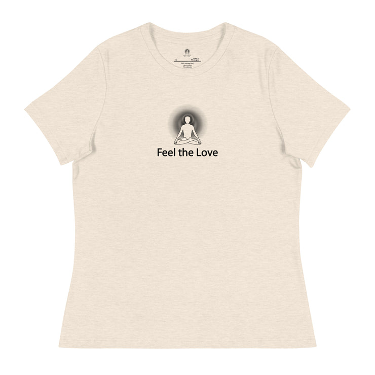 "Feel the Love" Positive Thought Brand Women's Relaxed T-Shirt (Black Graphic)