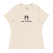 "Free Your Spirit" Positive Thought Brand Women's Relaxed T-Shirt (Black Graphic)