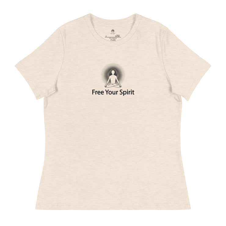 "Free Your Spirit" Positive Thought Brand Women's Relaxed T-Shirt (Black Graphic)