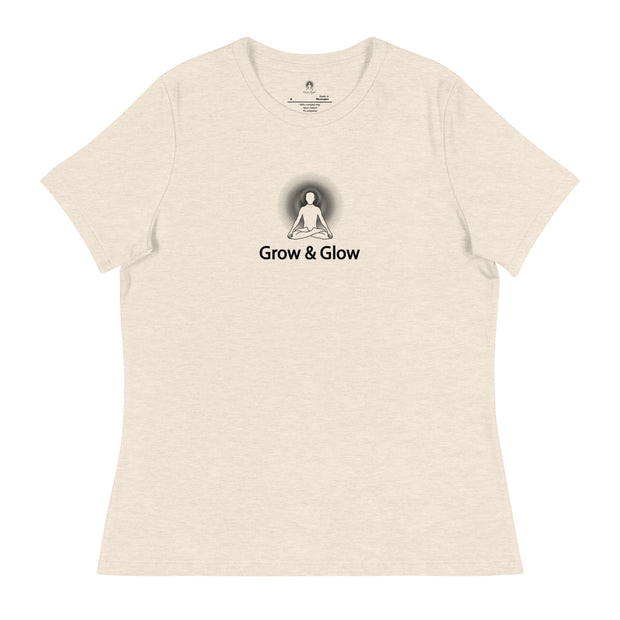 "Grow & Glow" Positive Thought Brand Women's Relaxed T-Shirt (Black Graphic)