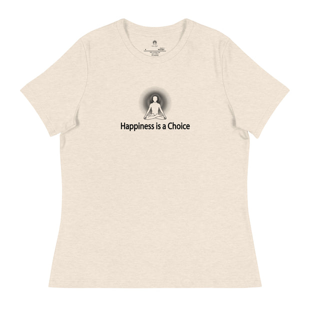 "Happiness is a Choice" Positive Thought Brand Women's Relaxed T-Shirt (Black Graphic)