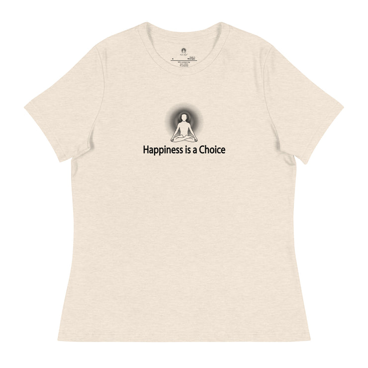 "Happiness is a Choice" Positive Thought Brand Women's Relaxed T-Shirt (Black Graphic)