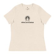 "Infinite Love & Gratitude" Positive Thought Brand Women's Relaxed T-Shirt (Black Graphic)
