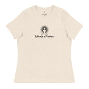 "Solitude is Priceless" Positive Thought Brand Women's Relaxed T-Shirt (Black Graphic)