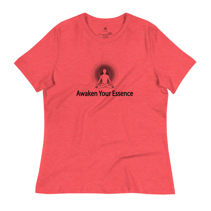 "Awaken Your Essence" Women's Relaxed T-Shirt (Black Graphic)