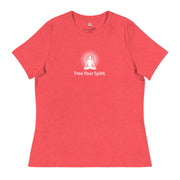 "Free Your Spirit" Positive Thought Brand Women's Relaxed T-Shirt (White Graphics)