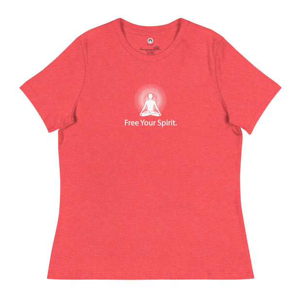 "Free Your Spirit" Positive Thought Brand Women's Relaxed T-Shirt (White Graphics)