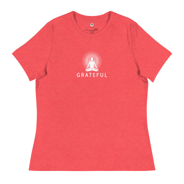 "GRATEFUL" Positive Thought Brand Women's Relaxed T-Shirt (White Graphic)