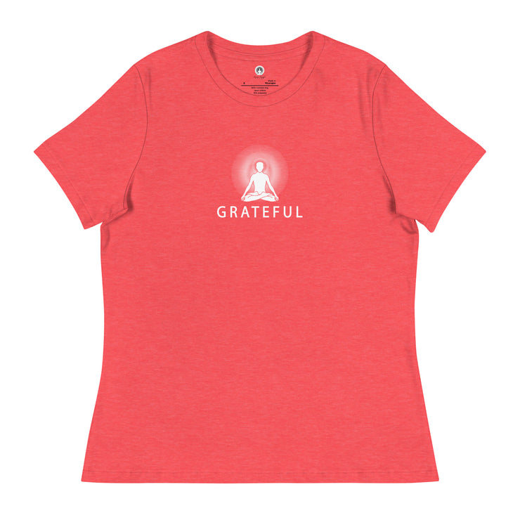 "GRATEFUL" Positive Thought Brand Women's Relaxed T-Shirt (White Graphic)