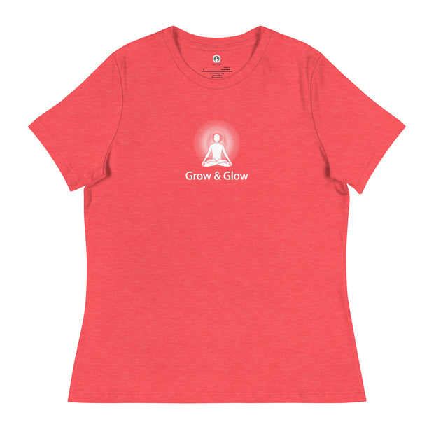 "Grow & Glow" Positive Thought Brand Women's Relaxed T-Shirt (White Graphic)