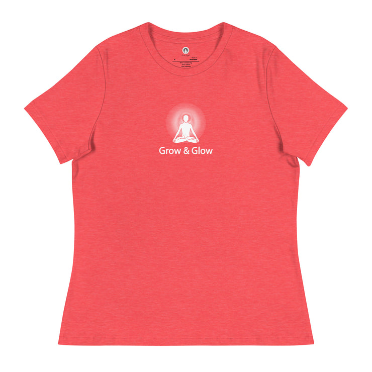 "Grow & Glow" Positive Thought Brand Women's Relaxed T-Shirt (White Graphic)