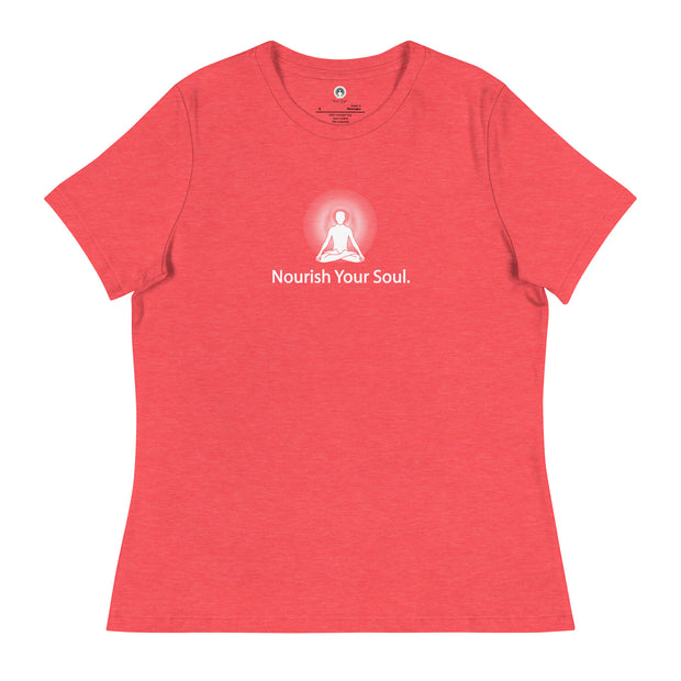 "Nourish Your Soul" Positive Thought Brand Women's Relaxed T-Shirt (White Graphic)