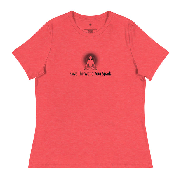 "Give the World Your Spark" Positive Thought Brand Women's Relaxed T-Shirt (Black Graphic)