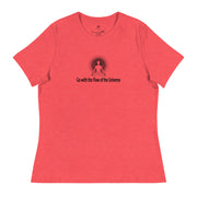 "Go with the Flow of the Universe" Positive Thought Brand Women's Relaxed T-Shirt (Black Graphic)