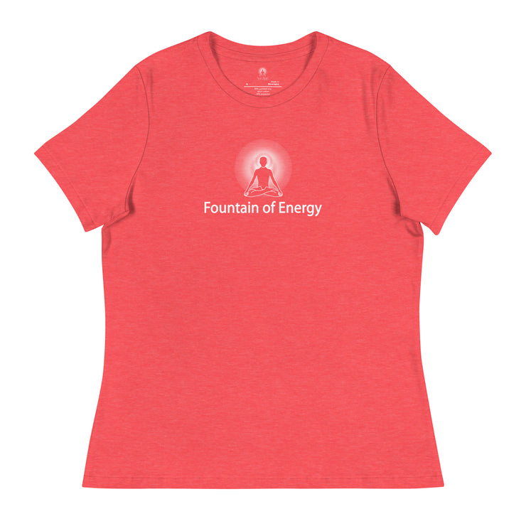 "Fountain of Energy" Positive Thought Brand Women's Relaxed T-Shirt (White Graphc)