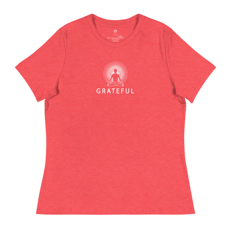 "GRATEFUL" Positive Thought Brand Women's Relaxed T-Shirt (White Graphic)