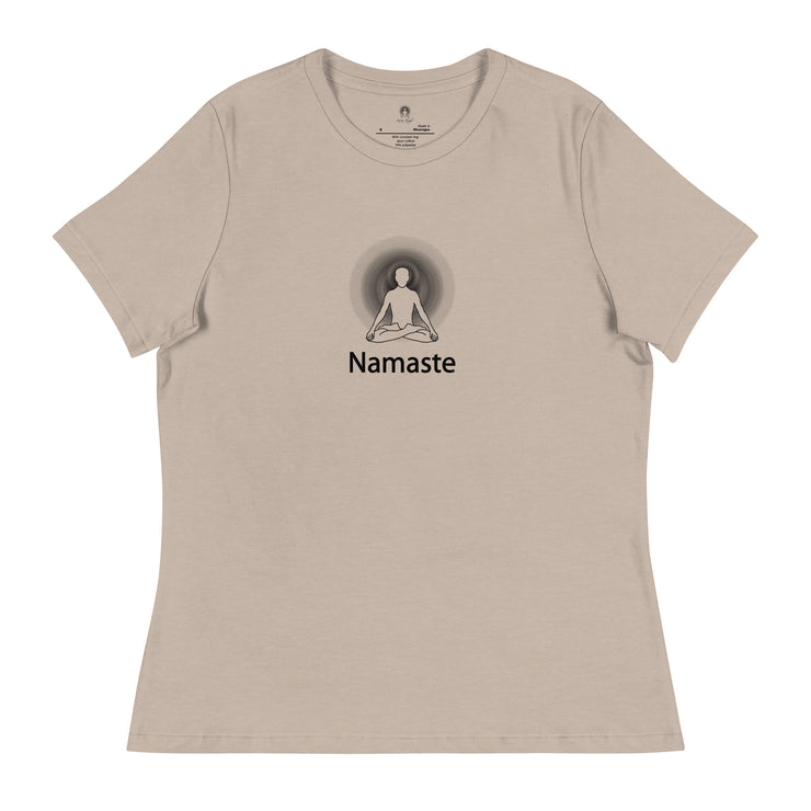 "Namaste" Positive Thought Brand Women's Relaxed T-Shirt (Black Lettering)
