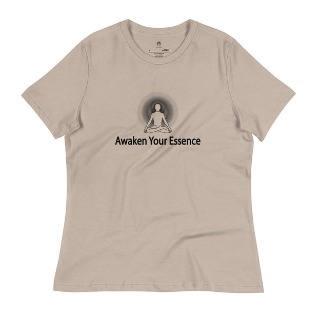 "Awaken Your Essence" Women's Relaxed T-Shirt (Black Graphic)