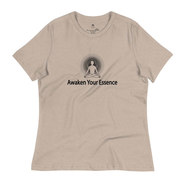 "Awaken Your Essence" Women's Relaxed T-Shirt (Black Graphic)