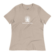 "Belief is the Key" Positive Thought Brand Women's Relaxed T-Shirt (White Graphic)