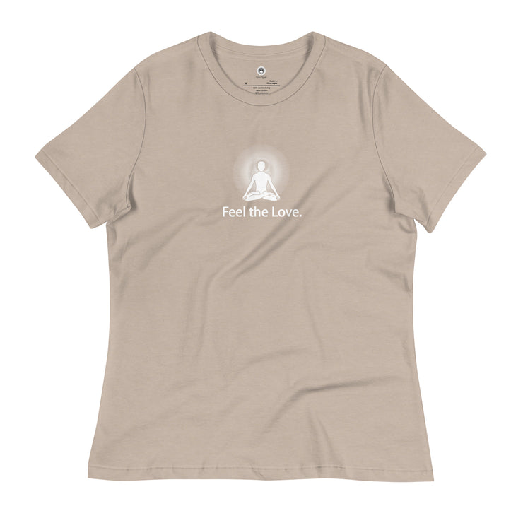 "Feel the Love" Positive Thought Brand Women's Relaxed T-Shirt (White Graphic)