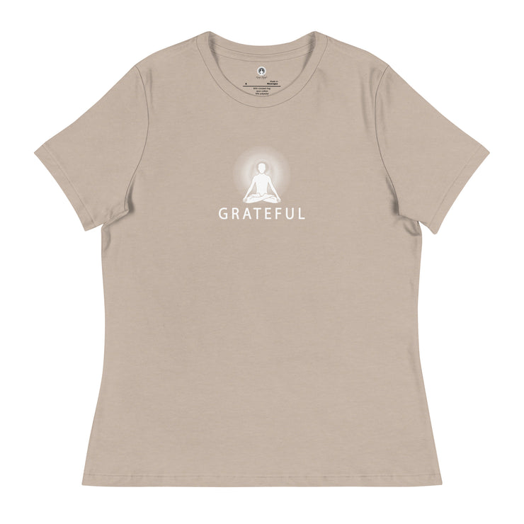 "GRATEFUL" Positive Thought Brand Women's Relaxed T-Shirt (White Graphic)