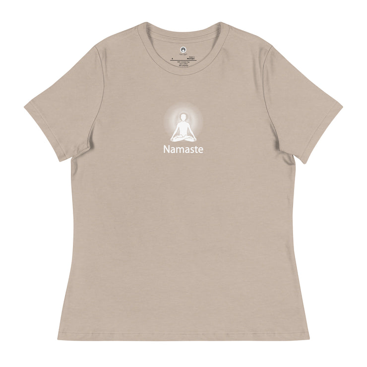 "Namaste" Positive Thought Brand Women's Relaxed T-Shirt (White Graphic)