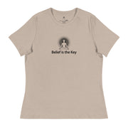 "Belief is the Key" Positive Thought Brand Women's Relaxed T-Shirt (Black Graphic)