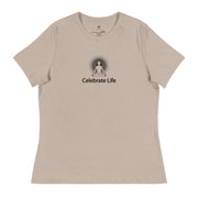 "Celebrate Life" Positive Thought Brand Women's Relaxed T-Shirt (Black Graphic)