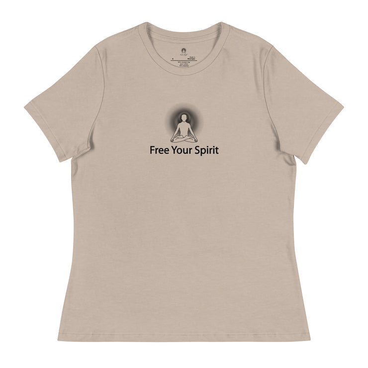 "Free Your Spirit" Positive Thought Brand Women's Relaxed T-Shirt (Black Graphic)