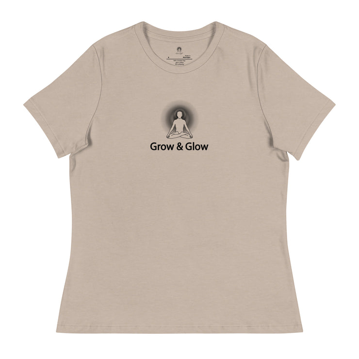 "Grow & Glow" Positive Thought Brand Women's Relaxed T-Shirt (Black Graphic)